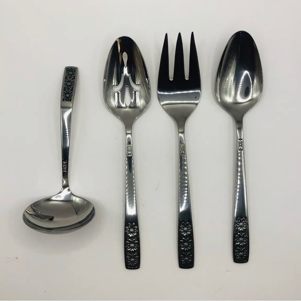 Lot of 4 Wm Rogers Suncrest/Spring Charm  Stainless Steel Hostess Boxed Set